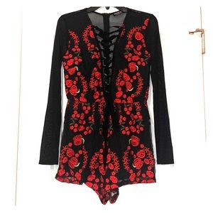 Embroidered Mesh romper